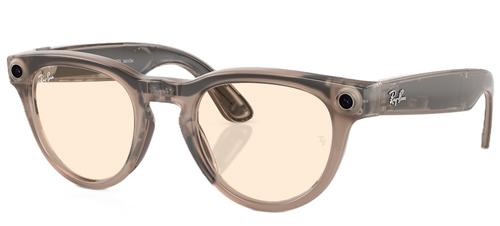 Ochelari de soare Smart Ray-ban META Headliner Shiny Stone RW4009, Wi-Fi 6, Bluetooth, Aparat foto cu filmare, Asistent vocal, 32GB Flash, Meta AI integrat, Lentile Galbene (Gri/Verde) - 0 | YEO