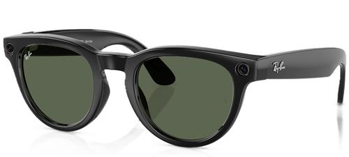 Ochelari de soare Smart Ray-ban META Headliner Shiny RW4009F, Wi-Fi 6, Bluetooth, Aparat foto cu filmare, Asistent vocal, 32GB Flash, Meta AI integrat, Lentile Verzi (Negru/Verde)