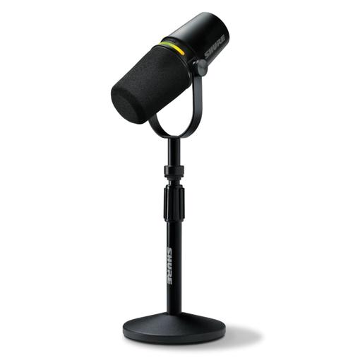 Microfon de Podcast Shure MV7+-K-BNDL, XLR/USB-C, Cardioid Dinamic + Stand desktop Gator (Negru)
