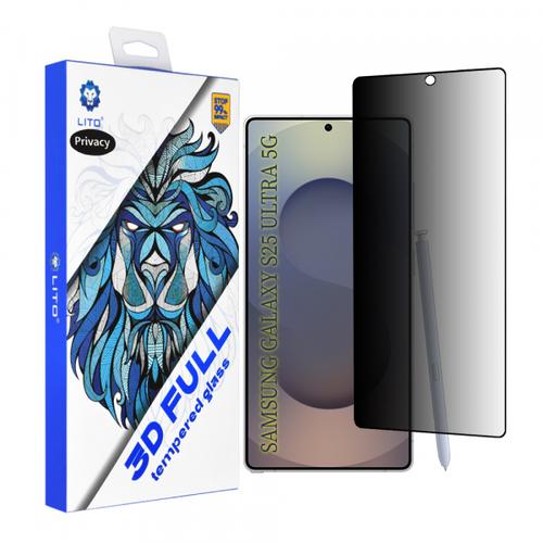 Folie de protectie Ecran Privacy Lito pentru Samsung Galaxy S25 Ultra S938, Sticla Securizata, Full Glue, 3D