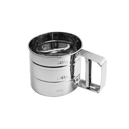 Cana cu sita pentru cernut faina, zahar pudra, cacao, Salvinelli Far11, Diametru 11 cm, Inox 18-10