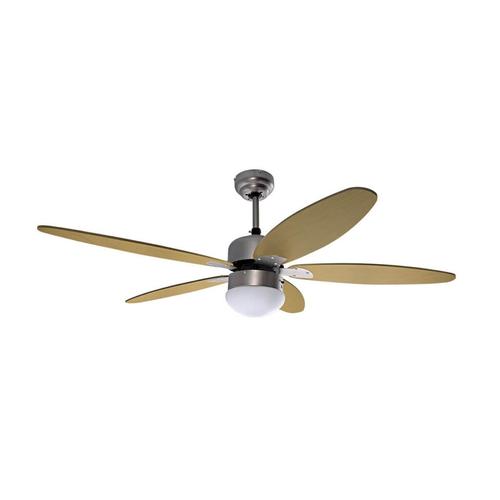 Ventilator de tavan Ardes Cloud 130WR, AR5A130WR, 130 cm, 5 pale lemn, cu lumina si telecomanda, 3 viteze, 70W, functie reversibila (Maro)