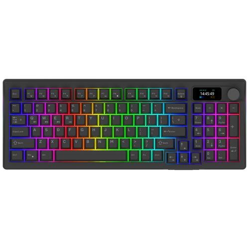 Tastatura AQIRYS Atria, Wireless 2.4 GHz, Bluetooth, Wired, iluminare RGB (Negru)