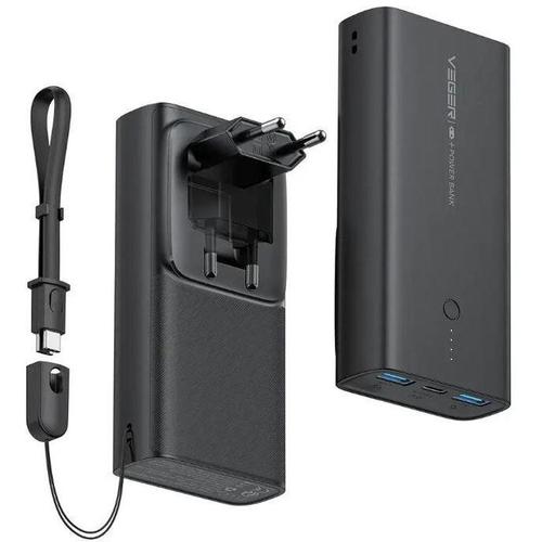 Baterie externa VEGER ACE100, 10000 mAh, 2x USB, 1x USB-C (Negru)