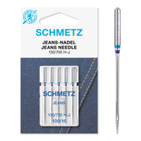 Set 5 ace de cusut, Jeans, finete 100, Schmetz 130/705 H-J VES