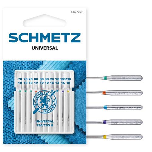 Set combinat 10 ace de cusut universale, finete 70-80-90-100-110, Schmetz 130/705 H XOS