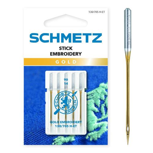 Set  5 ace de brodat Gold, finete 90, Schmetz 130/705 H-ET VDS