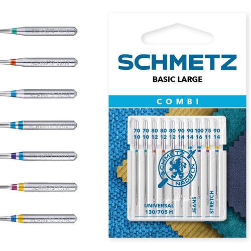 Set  combinat 10 ace de cusut, finete 70-75-80-90-100, Schmetz 130/705 H XVS
