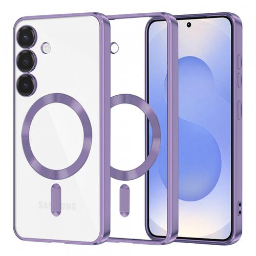 Husa MagSafe Techsuit Luxury Crystal pentru Samsung Galaxy S25 S931 (Mov/Transparent)