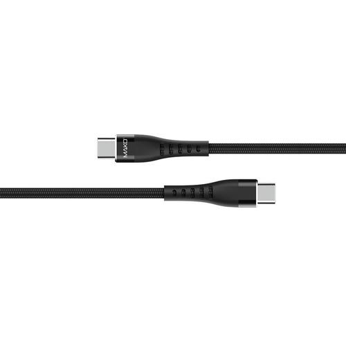 Cablu de date Mako Fast Charge PD 66W, Type-C la Type-C, 1m, impletitura nylon, Negru