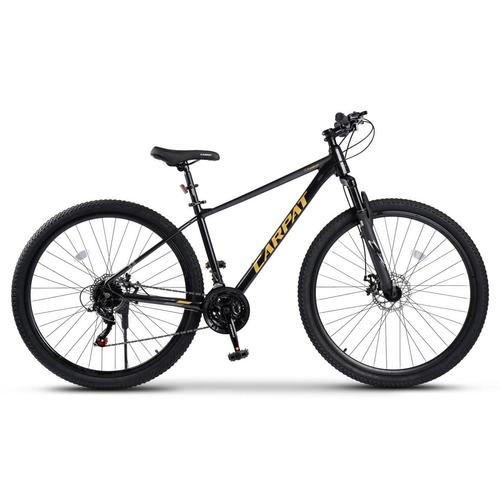 Bicicleta MTB Carpat Tanker C29312B, roti 29inch, 21 viteze, Sistem de franare mecanic pe disc, Cadru aluminiu,  Negru/Galben