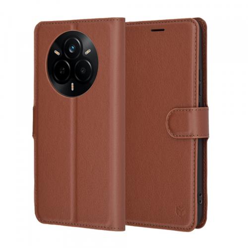 Husa Techsuit Leather Folio pentru Realme 14 Pro (Maro)
