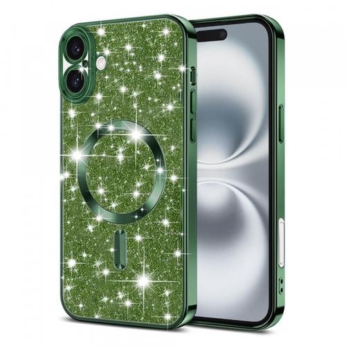Husa MagSafe Techsuit Luxury Glitter pentru Apple iPhone 16 Plus (Verde)