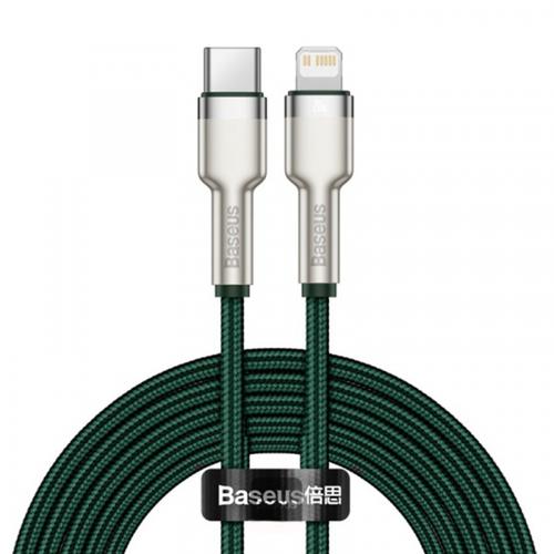 Cablu Date si Incarcare USB-C - Lightning Baseus Cafule Metal Series CATLJK-B06, 20W, 2m, Verde