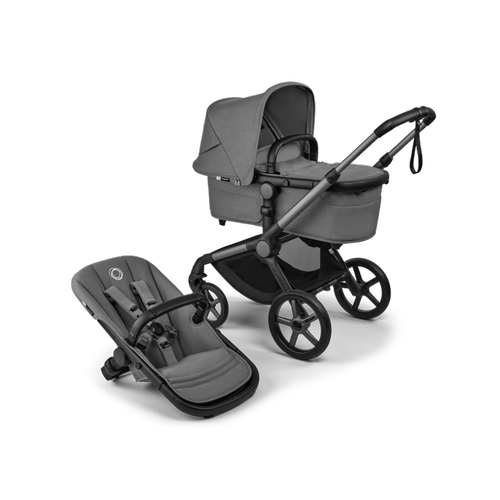 Carucior Bugaboo Fox 5  Renew Graphite Moon Grey 2 in 1, 0 - 22 kg, pliabil, Negru/Gri