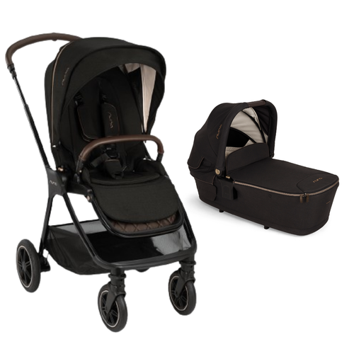 Carucior  compact Nuna TRIV next 2 in 1 colectia Riveted, landou inclus, 0 - 22kg, Negru/Maro