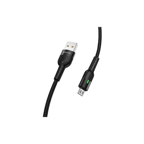 Cablu de date Borofone BU17 Starlight, USB la MicroUSB, 1.2m, Negru