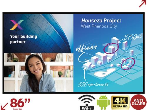 Tabla interactiva Philips C-Line 86inch 86BDL6051C/00, 4K Ultra HD, 8ms, 4GB RAM, 32GB Flash, Android, HDMI, DVI, USB, Difuzoare (Negru)