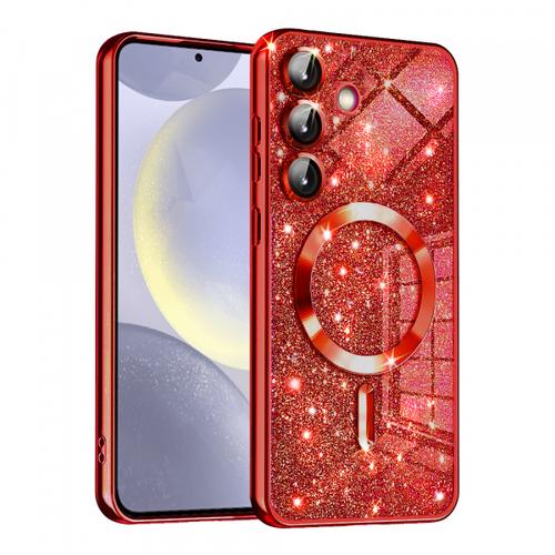 Husa MagSafe pentru Samsung Galaxy S24 S921, Techsuit, Luxury Glitter, Rosie