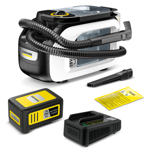 Aparat cu spalare prin injectie-extractie Karcher SE 3-18 Compact Home Battery, 184W, 1.7/2.9L, 18V (Negru/Alb)