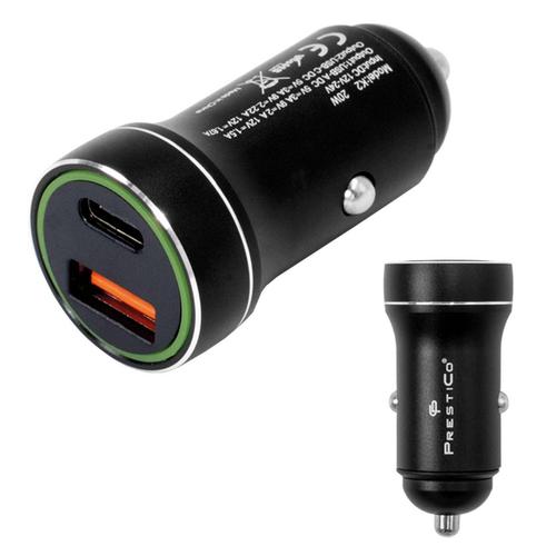 Incarcator Auto Prestico K2 PD+QC 3.0, Fast Charge, 20W, Negru