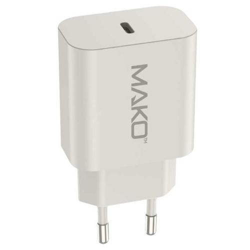Incarcator Retea Mako Fast Charge 20W, USB-C, Alb