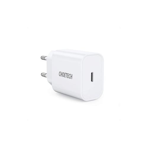Incarcator retea Choetech Mains Fast Charge, USB-C PD 20W EU, Alb