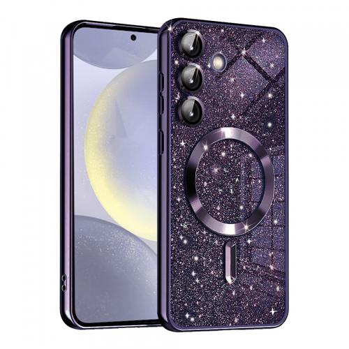 Husa MagSafe pentru Samsung Galaxy S24 S921, Techsuit, Luxury Glitter, Mov Inchis