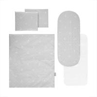Set lenjerie pentru carucior Lorelli Little Bear Grey, cu protectie impermeabila, 6 piese