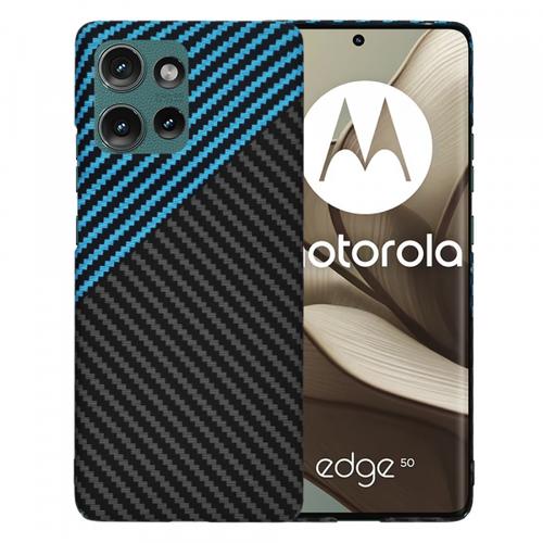 Husa Techsuit Carbonite FiberShell pentru Motorola Edge 50, Albastru