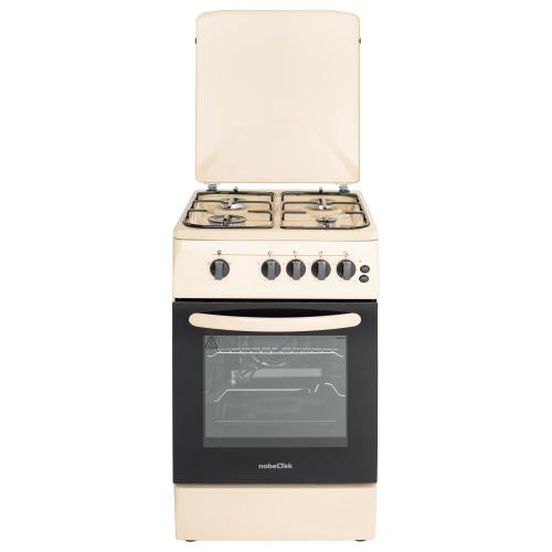 Aragaz Nobeltek NLT 5603B/G1, 50x60, Plita si Cuptor pe gaz, Grill gaz, Rotisor, Aprindere electrica, Iluminare cuptor, Siguranta plita si cuptor, Echipat cu diuze GN, diuze GPL de schimb, capac tabla (Bej)