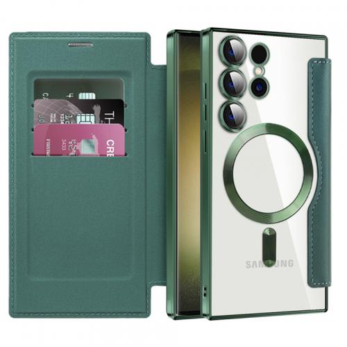 Husa MagSafe pentru Samsung Galaxy S23 Ultra S918 Techsuit SmartMag Book (Verde)