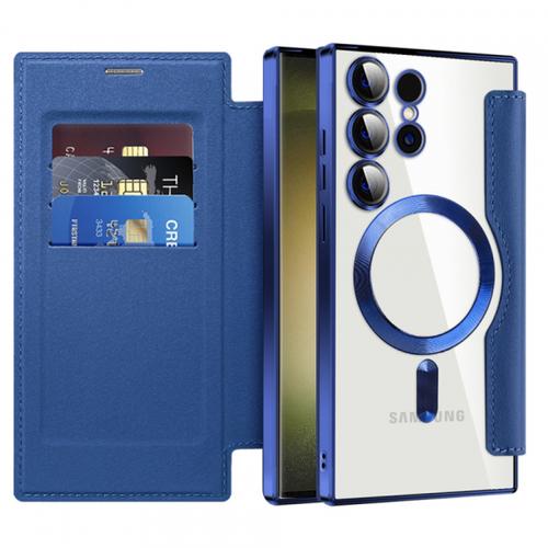 Husa MagSafe pentru Samsung Galaxy S23 Ultra S918 Techsuit SmartMag Book (Albastru)