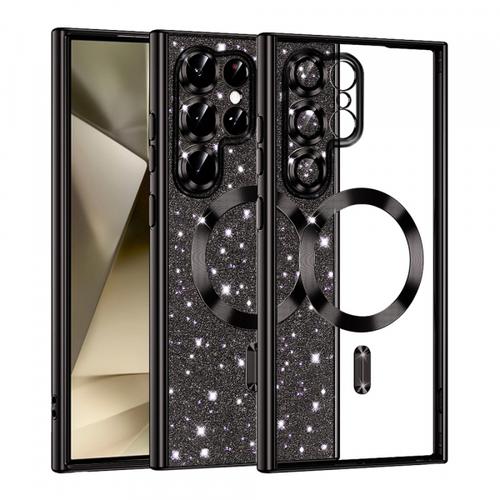 Husa MagSafe pentru Samsung Galaxy S22 Ultra 5G S908, Techsuit, Luxury Glitter (Negru)