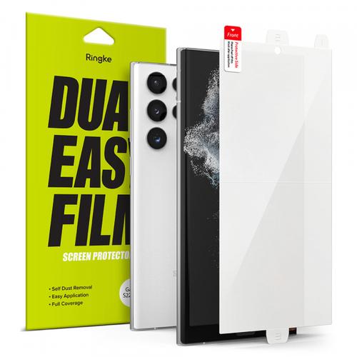 Folie de protectie Ecran Ringke Dual Easy pentru Samsung Galaxy S22 Ultra 5G S908, Plastic, Set 2 bucati (Transparent)