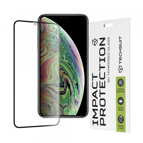 Folie de protectie Ecran Techsuit pentru Apple iPhone 11 Pro / XS / X, Sticla Securizata, Full Glue, 111D (Transparent/Negru)