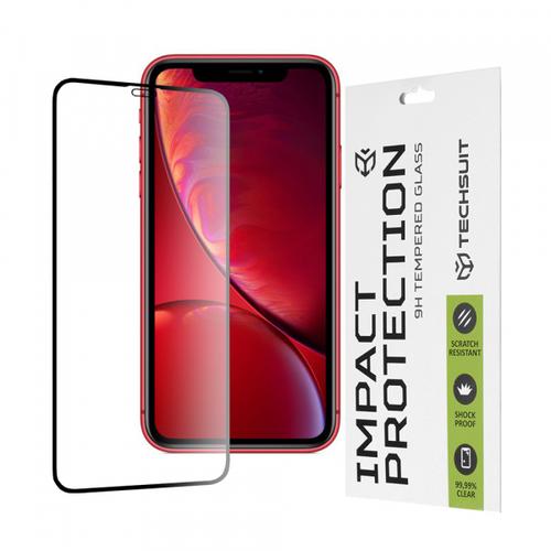 Folie de protectie Ecran Techsuit pentru Apple iPhone 11 / XR, Sticla Securizata, Full Glue, 111D (Transparent/Negru)