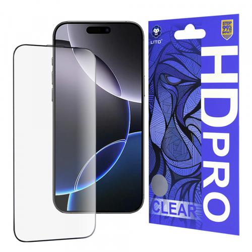 Folie de protectie Ecran Lito HD Pro Clear pentru Apple iPhone 16 Pro Max, Sticla Securizata, Full Glue (Negru)