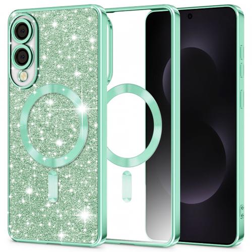 Husa MagSafe pentru Samsung Galaxy S25 Edge S937, Techsuit, Luxury Glitter, Verde Deschis