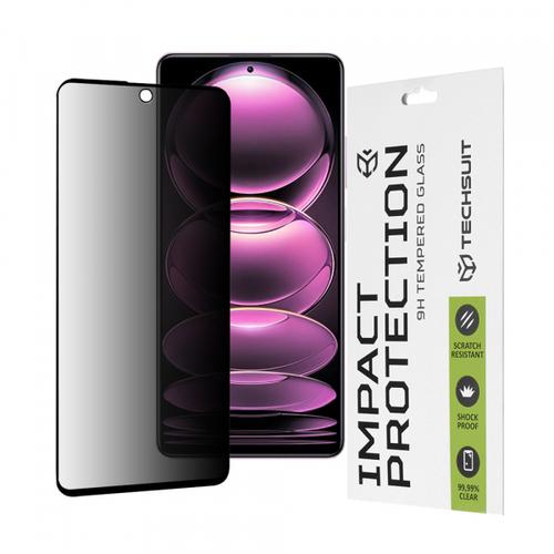 Folie de protectie Ecran Privacy Techsuit pentru Xiaomi Poco X5 Pro / Redmi Note 12 Pro 5G / Note 12 Pro+, Sticla Securizata, Full Glue, 111D