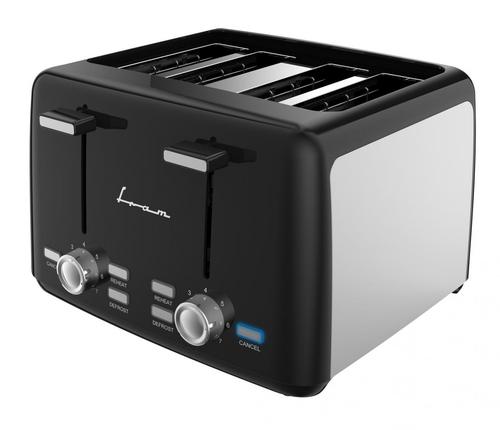 Prajitor de paine Fram FTP-1574SSBK, 1600 W, 4 felii, 7 niveluri de rumenire (Negru/Inox)