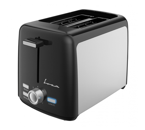 Prajitor de paine Fram FTP-8007SSBK, 800 W, 2 felii, 7 niveluri rumenire (Negru/Argintiu)