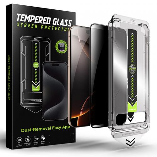 Folie de protectie Ecran Privacy Techsuit TitanGlass pentru Apple iPhone 16 Plus / 15 Plus, Sticla Securizata, Full Glue
