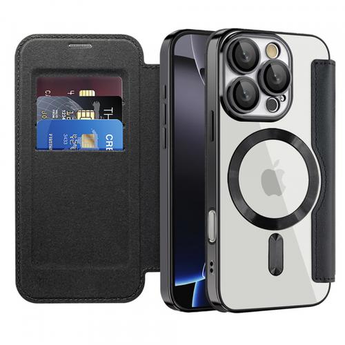 Husa MagSafe pentru Apple iPhone 16 Pro, Techsuit, SmartMag Book, Neagra
