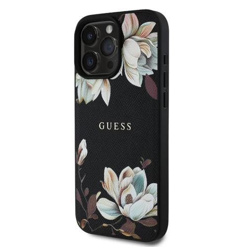 Husa Protectie Spate Guess PU Grained Magnolia, MagSafe, pentru iPhone 16 Pro (Negru)