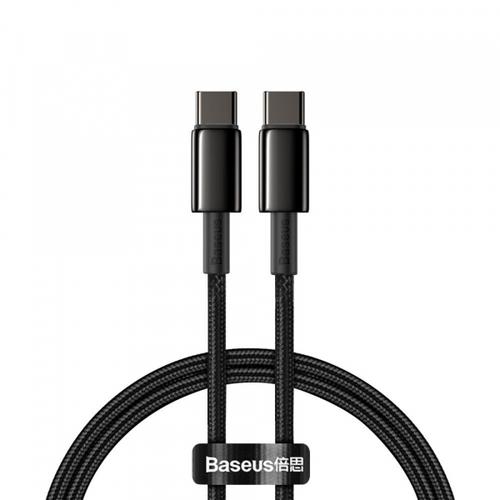 Cablu Date si Incarcare USB-C - USB-C Baseus Tungsten Gold CATWJ-01, 100W, 1m, Negru