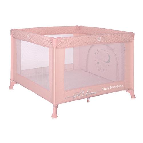 Tarc de Joaca Lorelli Happy Game Zone, 100 x 100 x 74 cm, 0 luni - 3 ani, maxim 15 Kg, mecanism dublu de siguranta, Roz