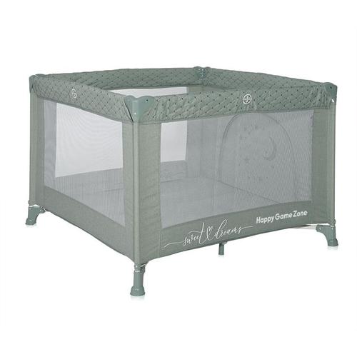 Tarc de Joaca Lorelli Happy Game Zone, 100 x 100 x 74 cm, 0 luni - 3 ani, maxim 15 Kg, mecanism dublu de siguranta, Verde