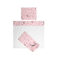 Set lenjerie pat 60 x 120 cm Lorelli Tiny Dream, 3 piese, bumbac ranforce, Roz