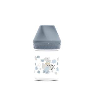Biberon cu gat larg Lorelli My Friend Cameo Blue, tetina moale din silicon, 0 luni+, 125 ml